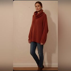 143 Story by Line Up Rust Cowl Neck Long Sleeve Boucle Knit Sweater NWT Medium